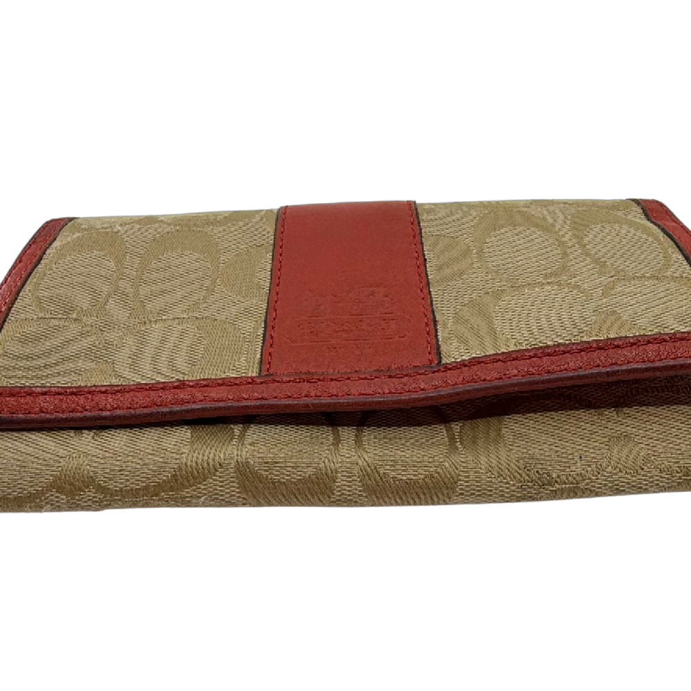 Coach Signature C Flap Orange Canvas Wallet